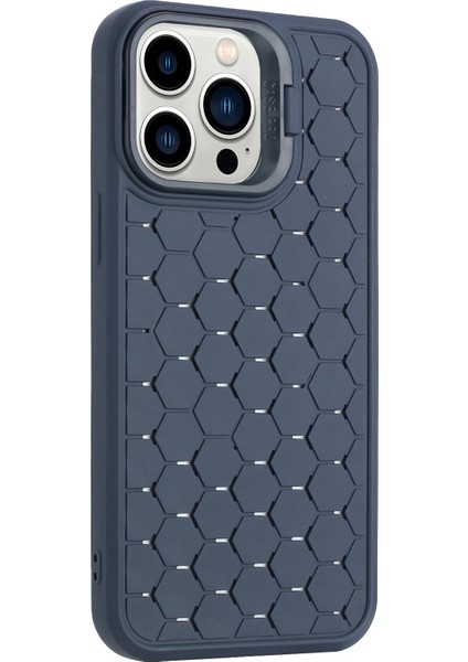iPhone 12/12 Pro Kickstand Kılıf Nefes Alabilir Soğutma Tpu Telefon Kapağı-Koyu Mavi (Yurt Dışından)
