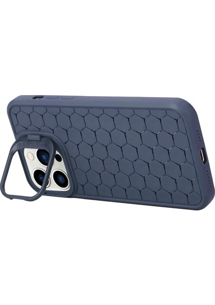 iPhone 12/12 Pro Kickstand Kılıf Nefes Alabilir Soğutma Tpu Telefon Kapağı-Koyu Mavi (Yurt Dışından)