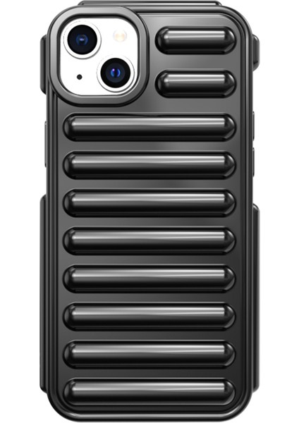 Kapsül Serisi iPhone 14 Plus Kılıf Anti-Drop Nervürlü Tpu Telefon Kılıfı-Siyah (Yurt Dışından)
