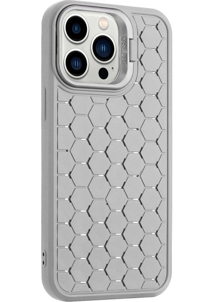iPhone 12/12 Pro Kickstand Kılıf Nefes Alabilir Soğutma Tpu Telefon Kapağı-Gri (Yurt Dışından)