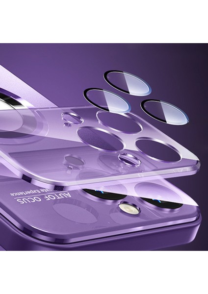 iPhone 13 Pro Manyetik Kılıf Sert Pc Koruyucu Telefon Kılıfı Lens Filmi-Pembe (Yurt Dışından)