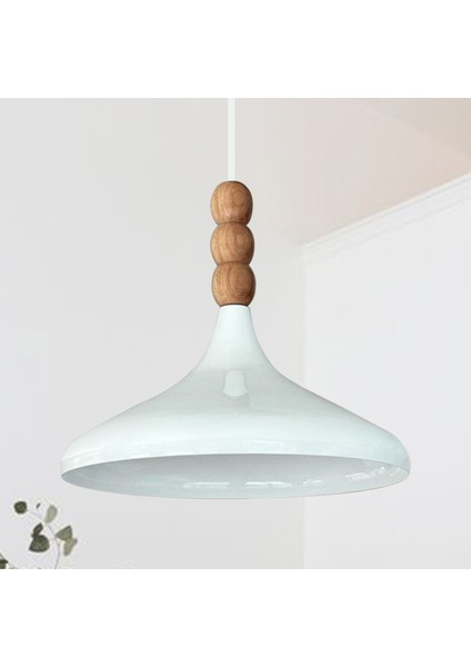 Beyaz Iç Beyaz Champion Ahşap Boncuklu Tekli Avize Sarkıt Salon Mutfak Butik Lamba