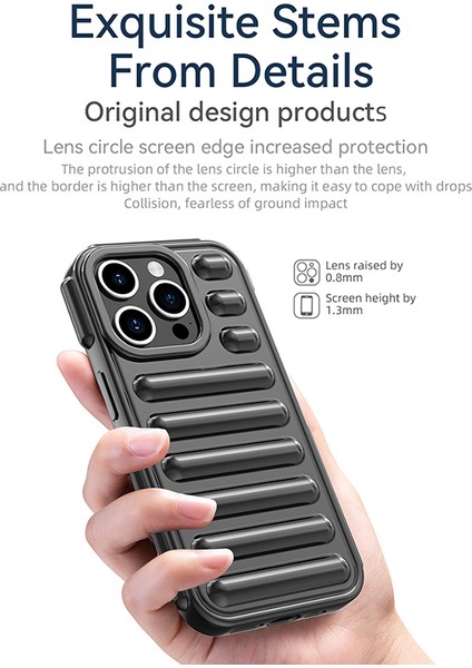 Kapsül Serisi iPhone 13 Pro 6.1 Inç Kılıf Nervürlü Tpu Darbeye Dayanıklı Telefon Arka Kapak-Mavi (Yurt Dışından)