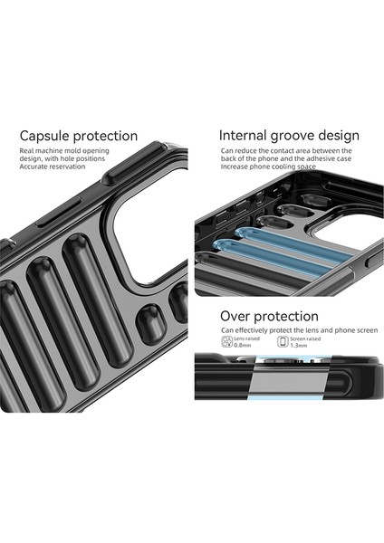 Kapsül Serisi iPhone 13 Pro 6.1 Inç Kılıf Nervürlü Tpu Darbeye Dayanıklı Telefon Arka Kapak-Mavi (Yurt Dışından)