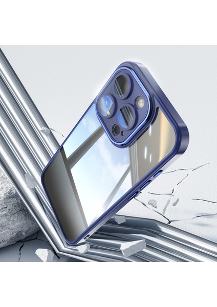 iPhone 13 Pro Için 6.1 Inç Kılıf Tpu+Akrilik Hava Yastığı Anti-Damla Telefon Kapağı Lensli Film-Koyu Mavi (Yurt Dışından)