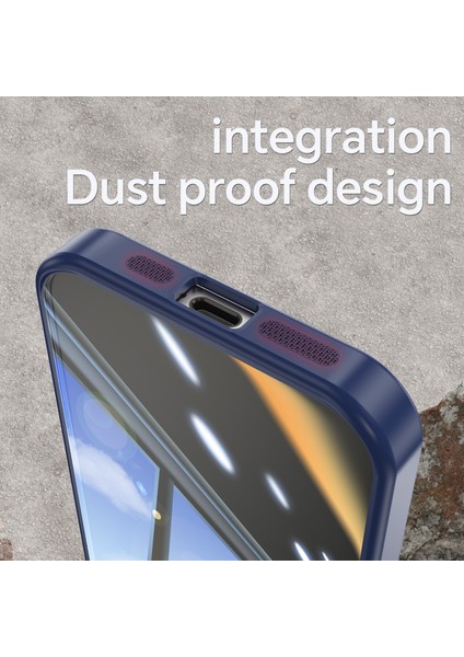 iPhone 13 Pro Için 6.1 Inç Kılıf Tpu+Akrilik Hava Yastığı Anti-Damla Telefon Kapağı Lensli Film-Koyu Mavi (Yurt Dışından)