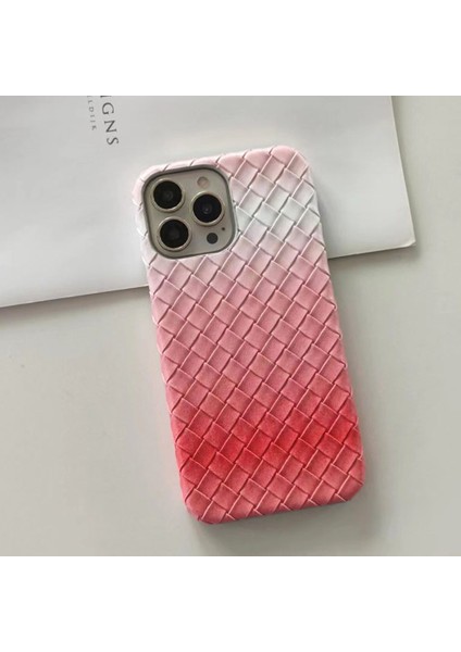 iPhone 15 Pro Max Için Dokuma Doku Pu Deri + Pc Telefon Kılıfı Ince Degrade Renkli Telefon Kapağı-Gül (Yurt Dışından) fiyatları