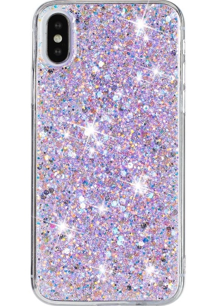 iPhone X/xs Için Kılıf Epoksi Telefon Koruyucu Kapak Işıltılı Toz Tpu Telefon Kabuğu-Mor (Yurt Dışından)