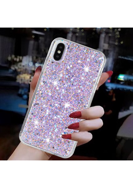 iPhone X/xs Için Kılıf Epoksi Telefon Koruyucu Kapak Işıltılı Toz Tpu Telefon Kabuğu-Mor (Yurt Dışından)