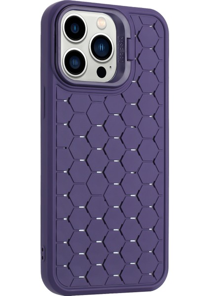 iPhone 12/12 Pro Kickstand Kılıf Için Nefes Alabilir Soğutma Tpu Telefon Kapağı-Mor (Yurt Dışından)