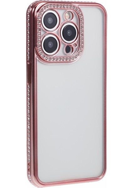 iPhone 15 Pro Için Tpu Kılıf Rhinestones Dekor Anti-Drop Ince Telefon Kapağı-Gül Altın (Yurt Dışından) fiyatları