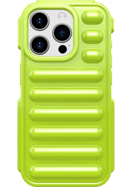Kapsül Serisi iPhone 15 Pro Max Kılıf Darbeye Dayanıklı Nervürlü Tpu Telefon Kapağı-Yeşil (Yurt Dışından)
