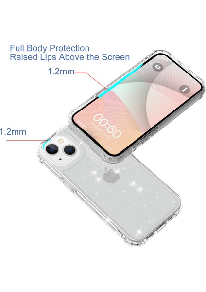 iPhone 15 Plus Kılıf Için Tpu+Pc Telefon Kapağı Mat Kaplama Kaymaz-Parıltılı Şeffaf (Yurt Dışından) indirimleri