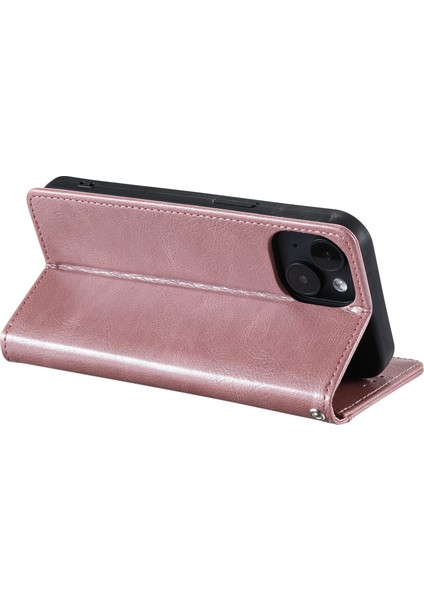 iPhone 14 Için Kılıf Deri 6 Kart Sahipleri Telefon Cüzdan Kapağı-Rose Gold (Yurt Dışından)