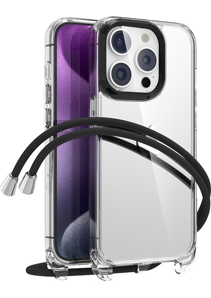 iPhone 13 Pro Için Şeffaf Kılıf Pc+Tpu Hibrit Telefon Kılıfı - Kordonlu-Şeffaf (Yurt Dışından)