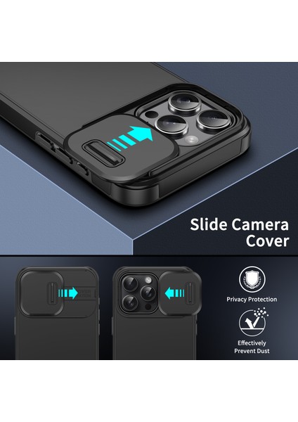 iPhone 15 Pro Kılıf Darbeye Dayanıklı Pc+Tpu Kapaklı, Kaydırmalı Kamera Korumalı-Mavi (Yurt Dışından) fiyatları