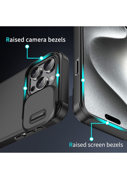 iPhone 15 Pro Kılıf Darbeye Dayanıklı Pc+Tpu Kapaklı, Kaydırmalı Kamera Korumalı-Mavi (Yurt Dışından) modelleri