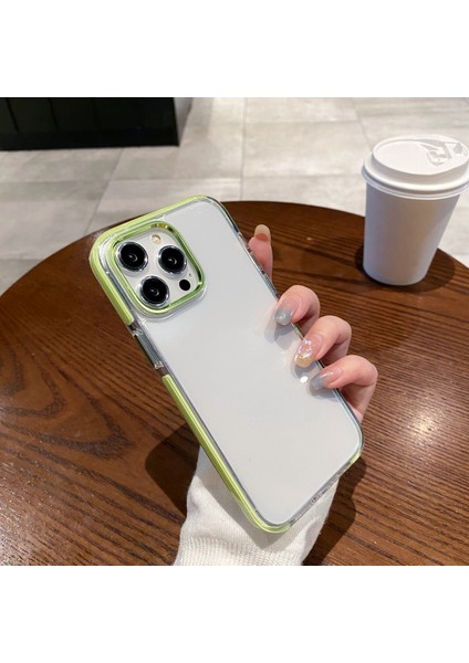 iPhone 13 Pro Kılıf Metal Kamera Çerçevesi Pc+Tpu Şeffaf Telefon Kapağı-Yeşil (Yurt Dışından) indirimleri