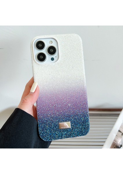 iPhone 13 Pro Için Anti-Damla Kapak Pc+Tpu Işıltılı Pudra Degrade Renkli Telefon Kılıfı-Siyah (Yurt Dışından)
