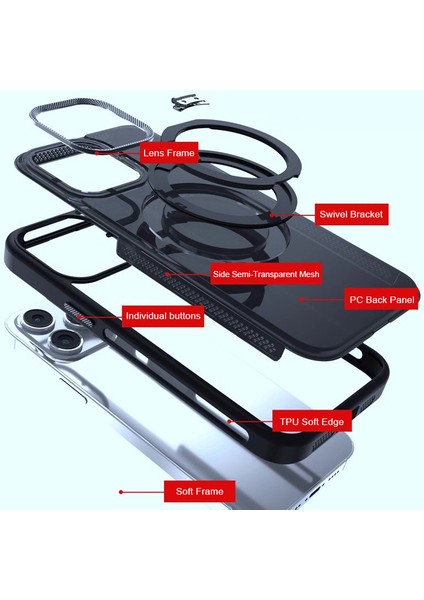 iPhone 13 Pro Kılıf Magsafe Pc+Tpu Halkalı Kickstand Telefon Kılıfı-Koyu Mor ile Uyumlu (Yurt Dışından)