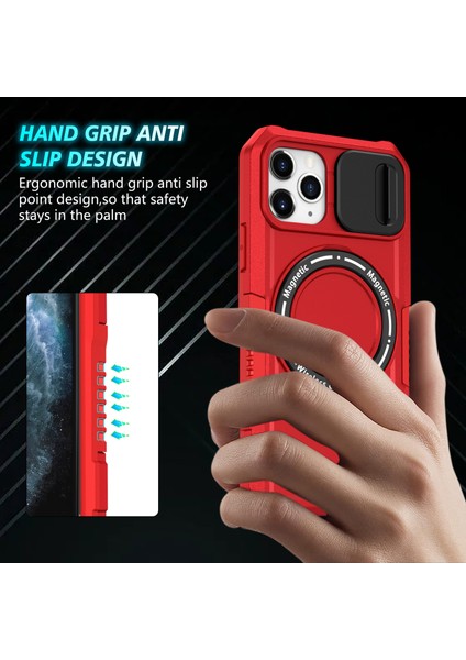 iPhone 11 Pro Kılıf Magsafe Pc+Tpu ile Uyumlu Kamera Korumalı Telefon Kılıfı-Kırmızı (Yurt Dışından) fiyatları