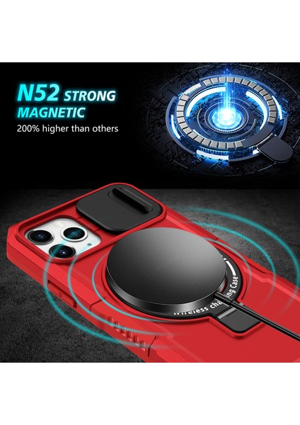 iPhone 11 Pro Kılıf Magsafe Pc+Tpu ile Uyumlu Kamera Korumalı Telefon Kılıfı-Kırmızı (Yurt Dışından) fırsatları