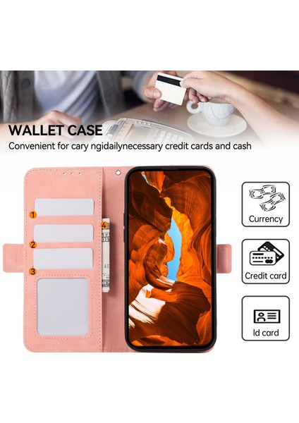 iPhone 12 Pro Için Deri Kılıf Rfıd Engelleme Cüzdan Telefon Kapağı Yan Manyetik Toka-Pembe (Yurt Dışından)