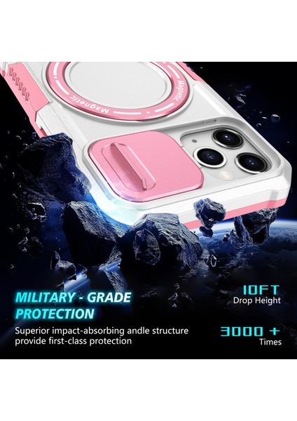 iPhone 11 Pro Kılıf Magsafe Pc+Tpu Kamera Koruma Telefon Kılıfı ile Uyumlu-Pembe/beyaz (Yurt Dışından) indirimleri