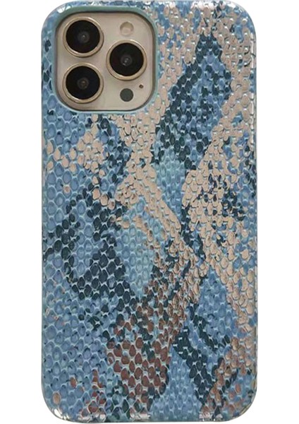 iPhone 15 Pro Max Için Mobil Tedarikçi Telefon Kılıfı Lake Yılan Dokusu Pu Deri + Pc Kapağı-Gök Mavisi (Yurt Dışından)