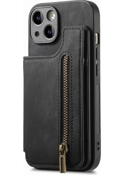 iPhone 13 Için Kickstand Kapak Pu+Tpu Telefon Koruyucu Kılıf Retro Cüzdan-Siyah (Yurt Dışından) indirimleri