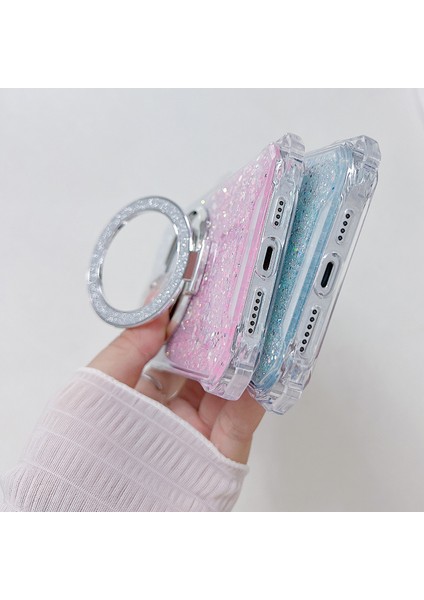 iPhone 15 Pro Için Halka Kickstand Tpu+Akrilik Kılıf Gradyan Telefon Kapağı Magsafe-Sarı+Pembe ile Uyumlu (Yurt Dışından) fırsatları
