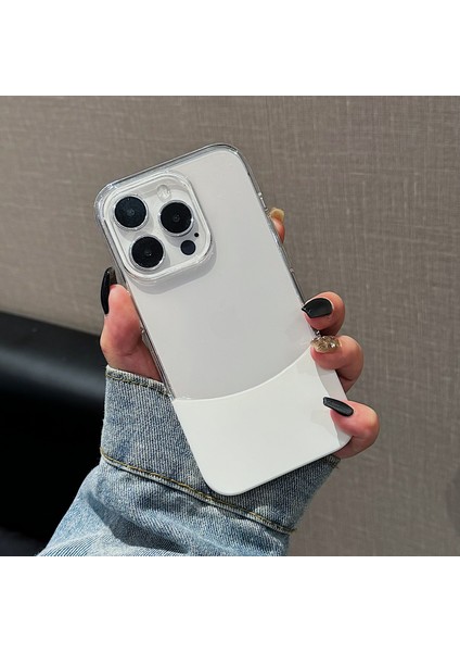 iPhone 14 Pro Max Için Darbeye Dayanıklı Kılıf Sert Pc Iki Renkli Ekleme Telefon Kapağı-Beyaz (Yurt Dışından)