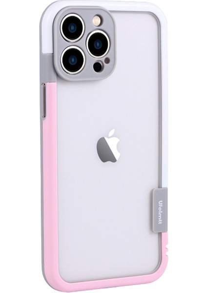 iPhone 13 Pro Cep Telefonu Kılıfları Çift Renkli Çerçeve Pc+Tpu Arka Kapak-Pembe+Beyaz (Yurt Dışından)