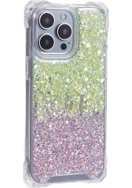 iPhone 13 Pro Için Çift Renkli Gradyan Telefon Kılıfı Tpu+Askılı Akrilik Arka Kabuk-Sarı+Pembe (Yurt Dışından)