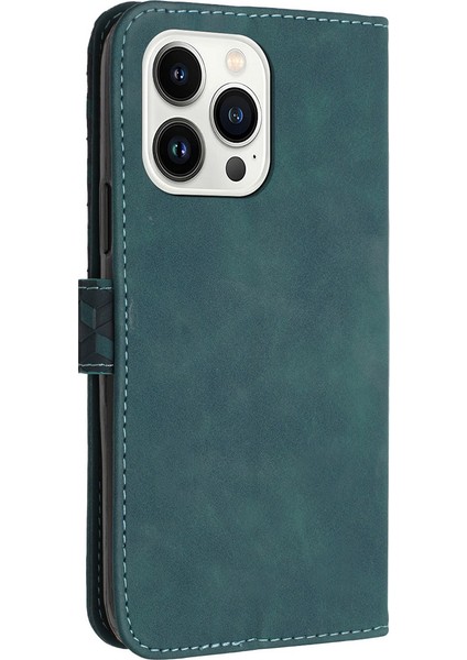 iPhone 14 Pro Max Için Çizilmez Kapak 7 Şekilli Baskılı Desenli Pu Deri Telefon Kılıfı Cüzdan-Yeşil (Yurt Dışından) indirimleri