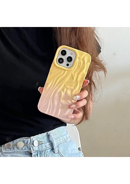 iPhone 15 Pro Kılıf Kalu Tpu Buruşuk Efektli Telefon Kapağı-Sarı+Pembe (Yurt Dışından) fırsatları