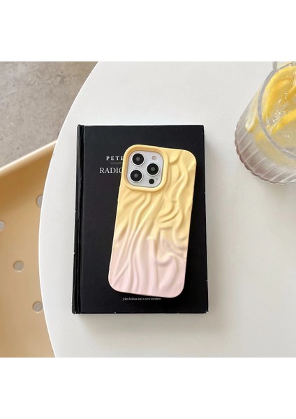 iPhone 15 Pro Kılıf Kalu Tpu Buruşuk Efektli Telefon Kapağı-Sarı+Pembe (Yurt Dışından) indirimleri