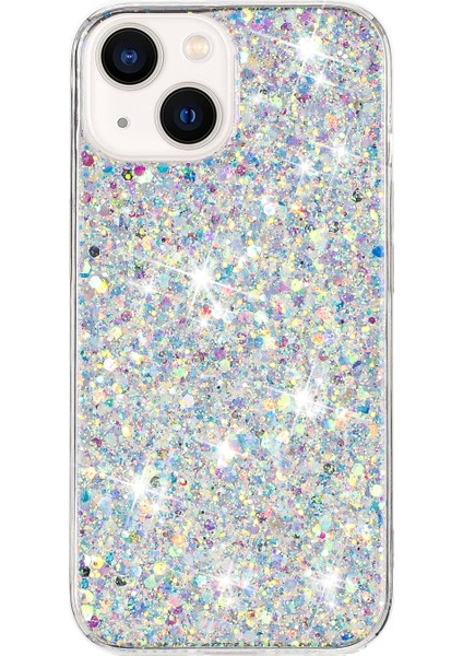 iPhone 15 Için Arka Koruyucu Kılıf Sparkle Epoksi Cep Telefonu Tpu Kapak-Beyaz (Yurt Dışından)