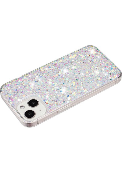 iPhone 15 Için Arka Koruyucu Kılıf Sparkle Epoksi Cep Telefonu Tpu Kapak-Beyaz (Yurt Dışından)