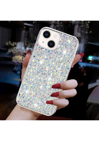iPhone 15 Için Arka Koruyucu Kılıf Sparkle Epoksi Cep Telefonu Tpu Kapak-Beyaz (Yurt Dışından)