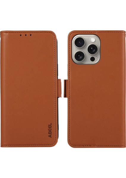 iPhone 14 Pro Için Deri Kılıf Rfıd Engelleme Cüzdan Koruyucu Telefon Kapağı-Kahverengi (Yurt Dışından)