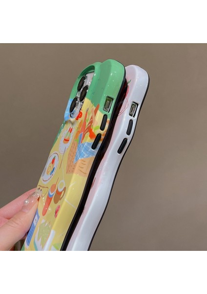 iPhone 14 Pro Için Dalgalı Kenar Kılıfı Illüstrasyon Su Transfer Baskı Çıkarılabilir 2'si 1 Arada Tpu Telefon Kapağı-Pembe (Yurt Dışından) modelleri
