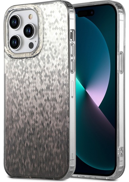 iPhone 14 Pro Cep Telefonu Kılıfları Için Imd Sparkle Eşkenar Dörtgen Desenli Tpu+Pc Düşmeyi Önleyici Kapak-Siyah (Yurt Dışından)