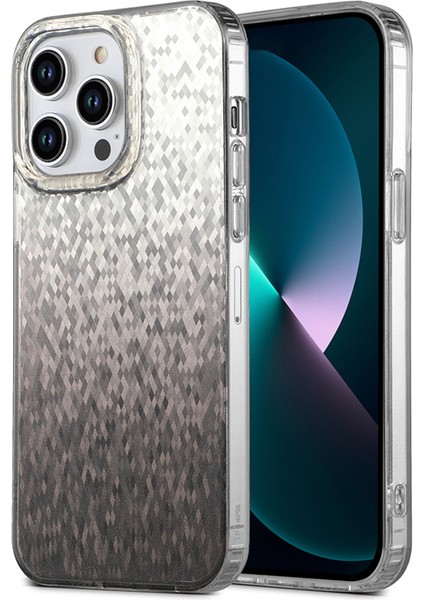 iPhone 13 Pro Kılıf Imd Sparkle Eşkenar Dörtgen Desenli Tpu+Pc Telefon Kılıfı-Siyah (Yurt Dışından)