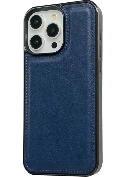 iPhone 13 Pro Için Kılıf Buzağı Dokusu Tpu+Deri Darbeye Dayanıklı Akıllı Telefon Kabuğu-Safir (Yurt Dışından)