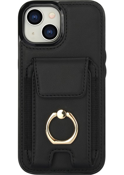 iPhone 14 Plus Kılıf Pu+Tpu Kickstand Kart Tutucu Telefon Kapağı-Siyah (Yurt Dışından) fiyatları