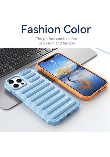 Kapsül Serisi iPhone 12 Pro Max Kılıf Yumuşak Tpu Nervürlü Koruyucu Telefon Kapağı-Mavi (Yurt Dışından)