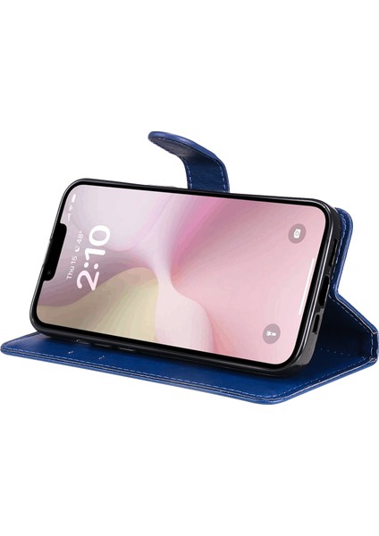 iPhone SE(2024) Kılıf Düz Renk Cüzdan Deri Telefon Kılıfı-Mavi (Yurt Dışından) fırsatları