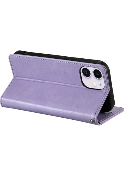 iPhone 11 Kılıf 6 Kart Yuvalı Deri Cüzdan Telefon Kılıfı-Mor (Yurt Dışından)