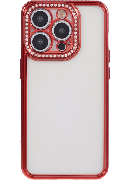 iPhone 14 Pro Için Tpu Kılıf Rhinestones Dekor Damla Korumalı Cep Telefonu Kapağı-Kırmızı (Yurt Dışından)
